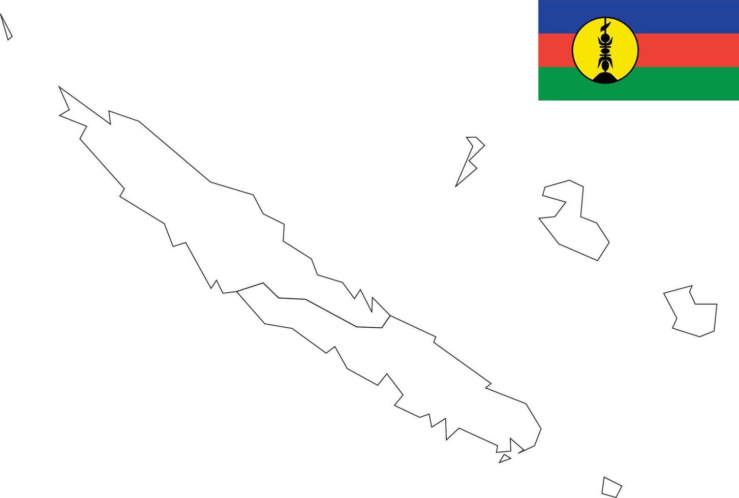 map and flag of New Caledonia vector