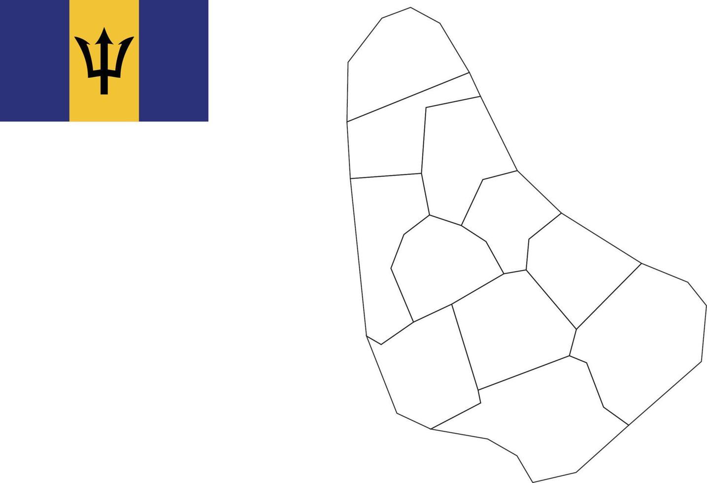 map and flag of Barbado vector