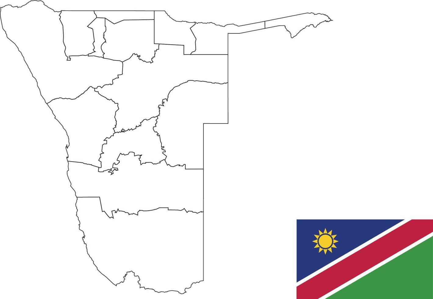 map and flag of Namibia vector