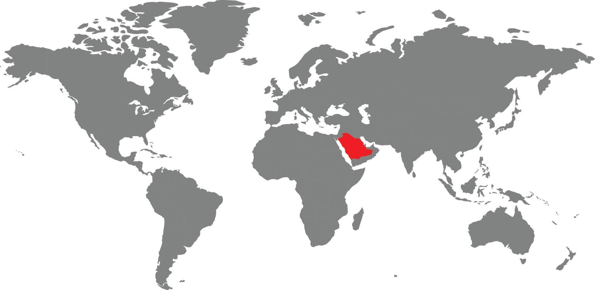 Saudi Arabia map on the world map vector