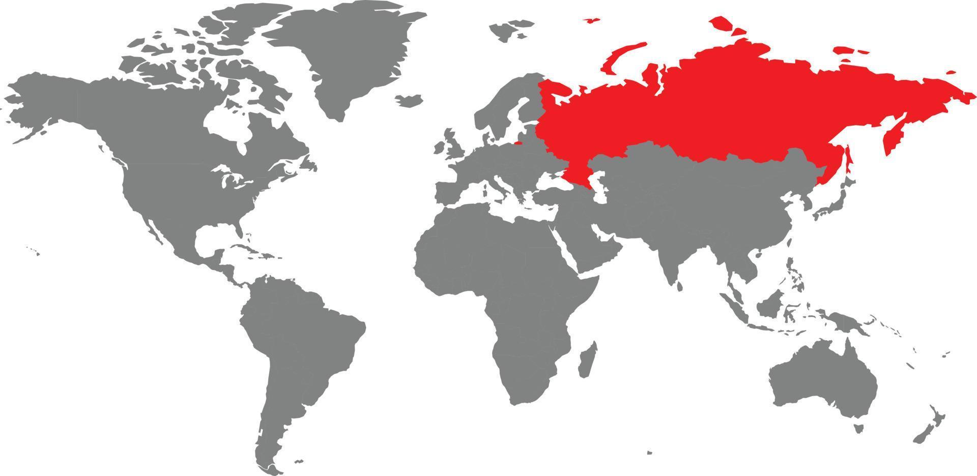 mapa de rusia en el mapa mundial vector