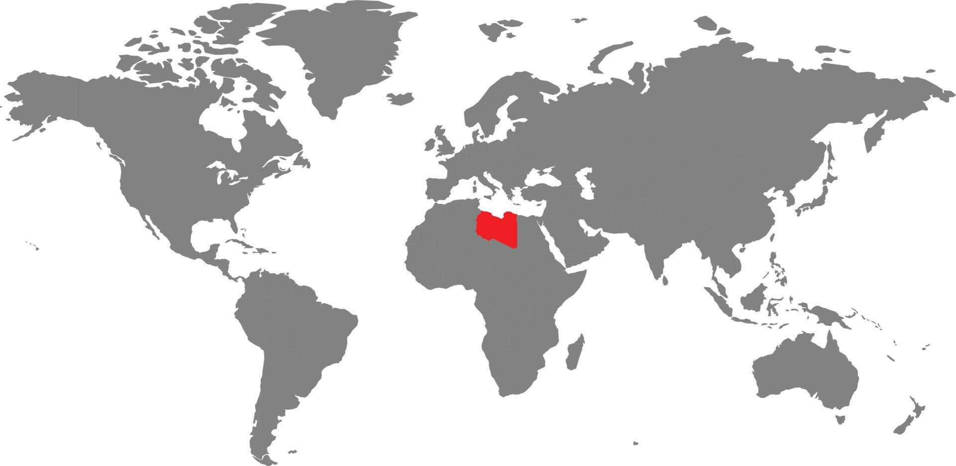 libia mapa en el mapa mundial vector