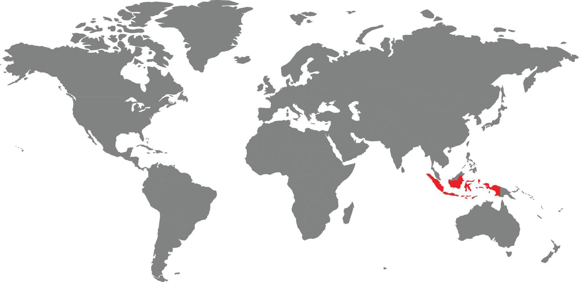 Indonesia map on the world map vector