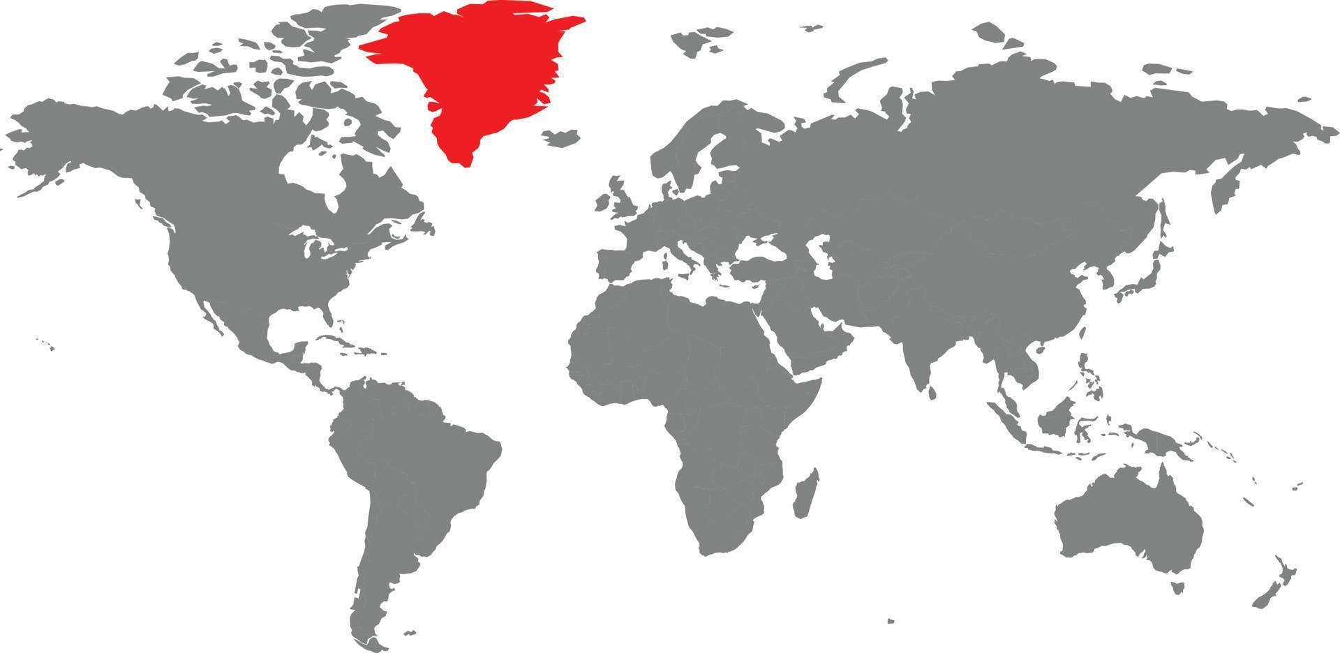 mapa de groenlandia en el mapa mundial vector