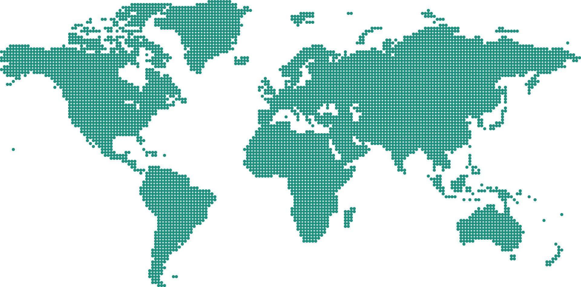 mapa del mundo puntos azul verde color vector