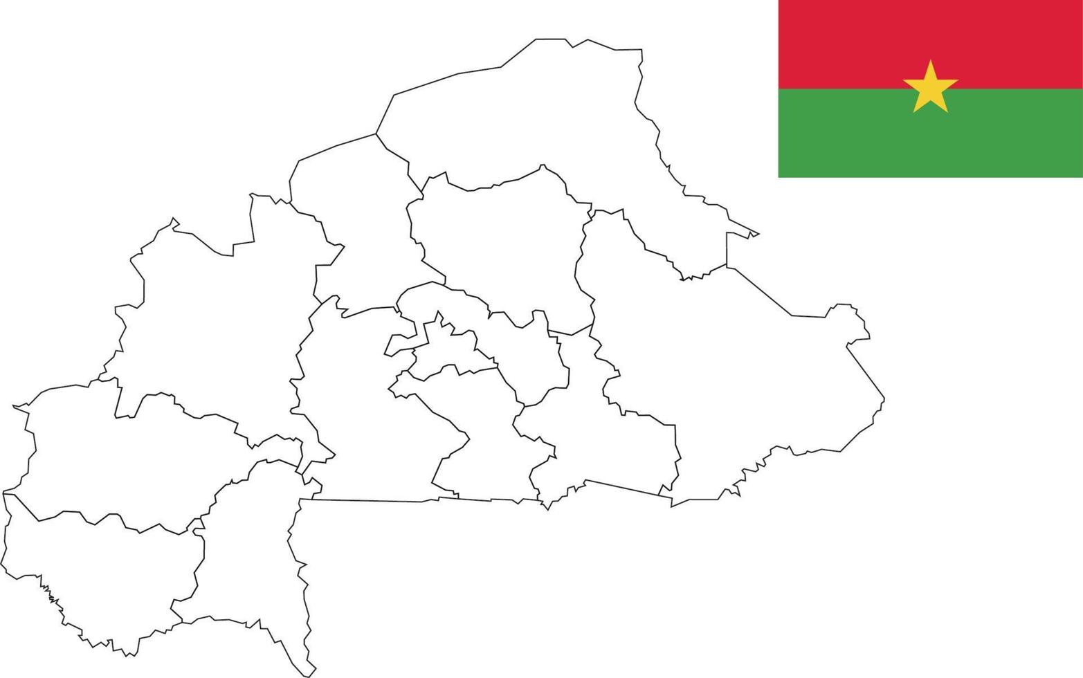 mapa y bandera de burkina faso vector