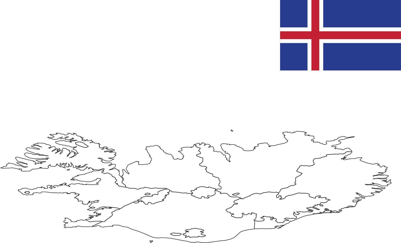 map and flag of Iceland vector