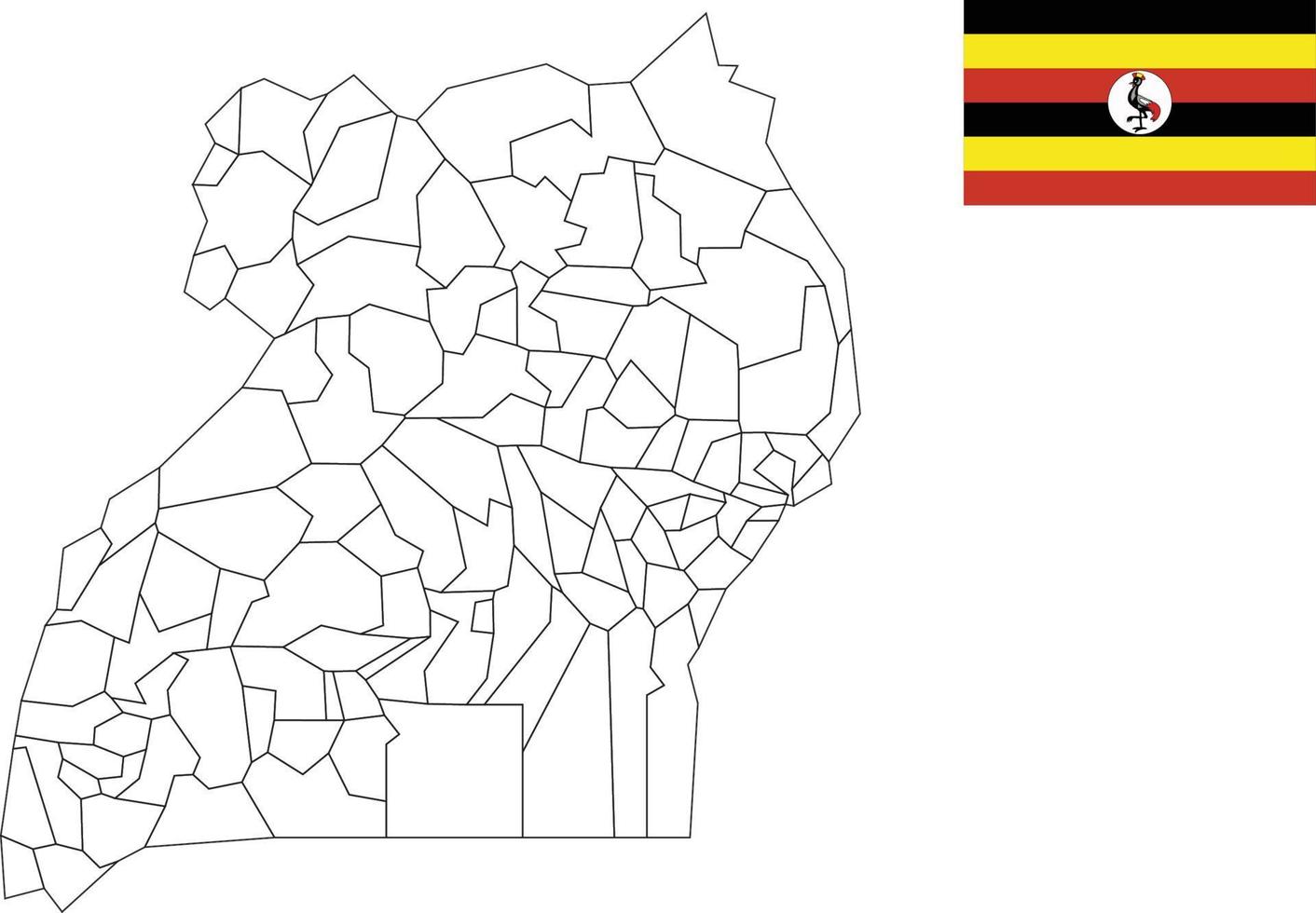 map and flag of Uganda vector