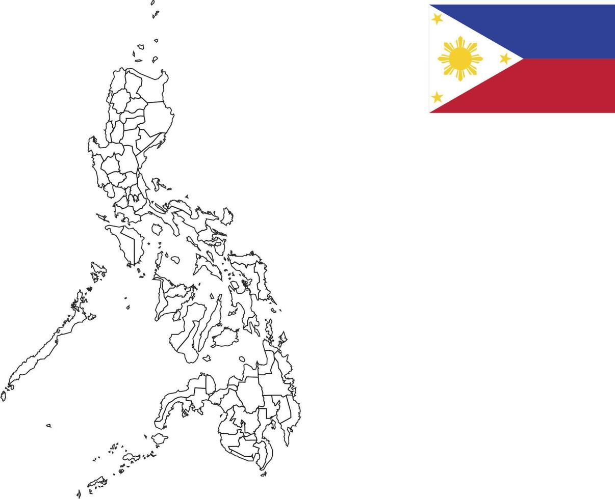 mapa y bandera de filipinas vector