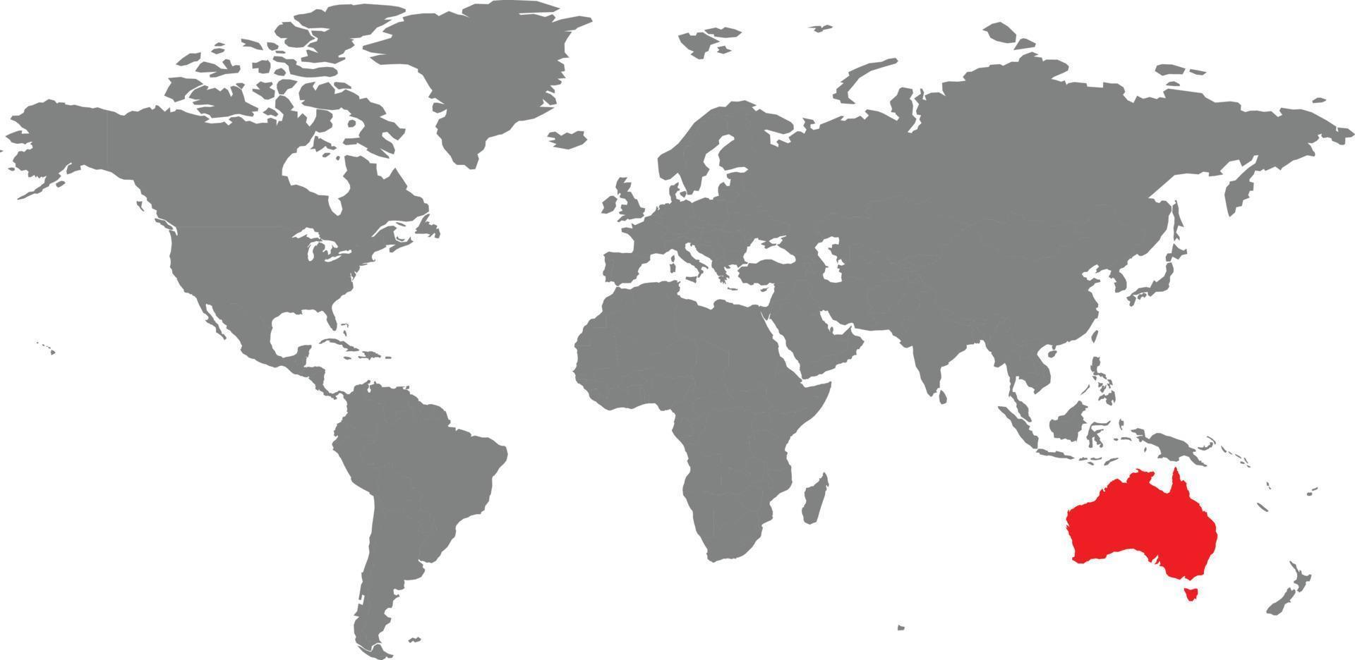 mapa de australia en el mapa mundial vector