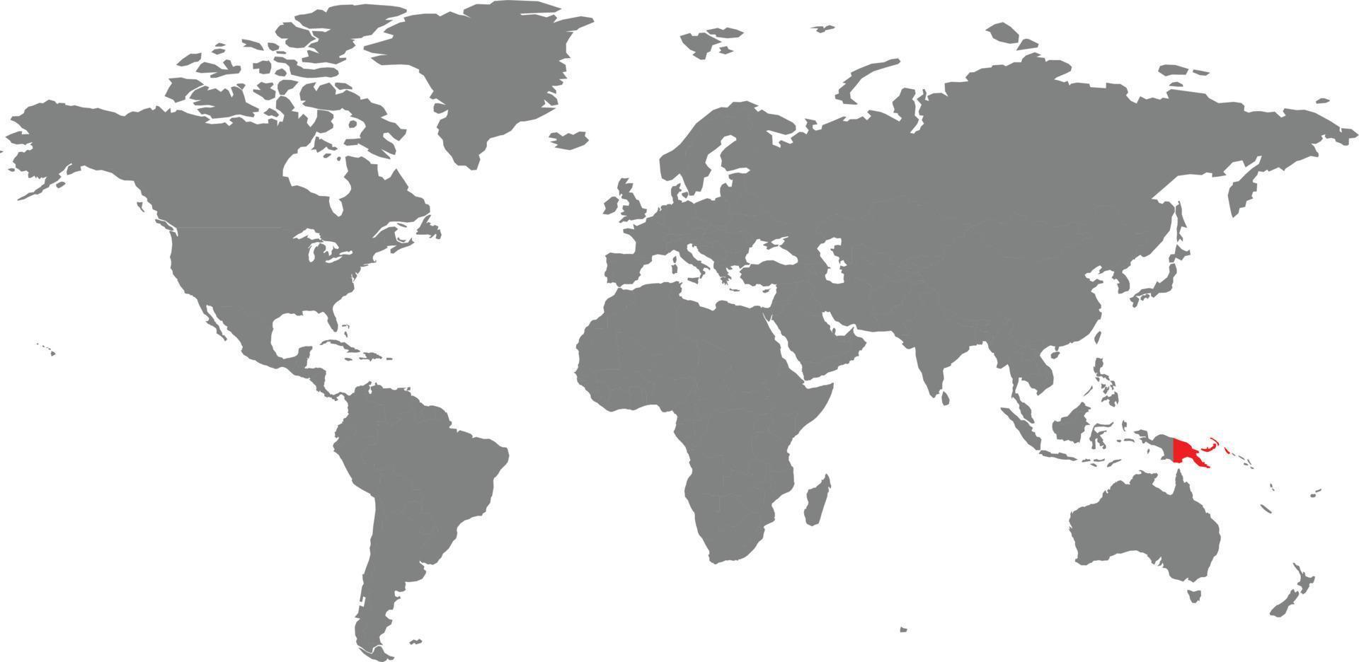 mapa de papúa nueva guinea en el mapa mundial vector