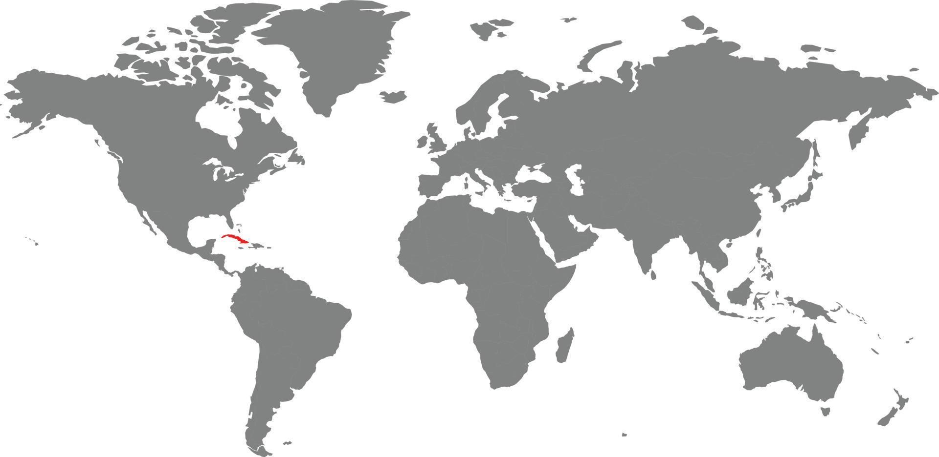 mapa de cuba en el mapa mundial vector