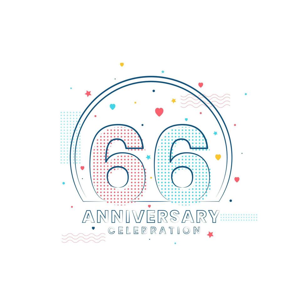 Celebración del aniversario de 66 años, diseño moderno del 66 aniversario. vector