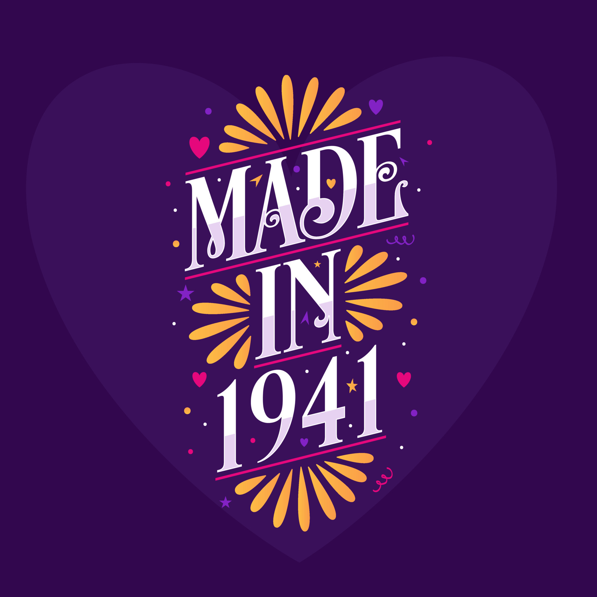 Made in 1941 Calligraphy lettering Birthday celebration 10199735 Vector ...