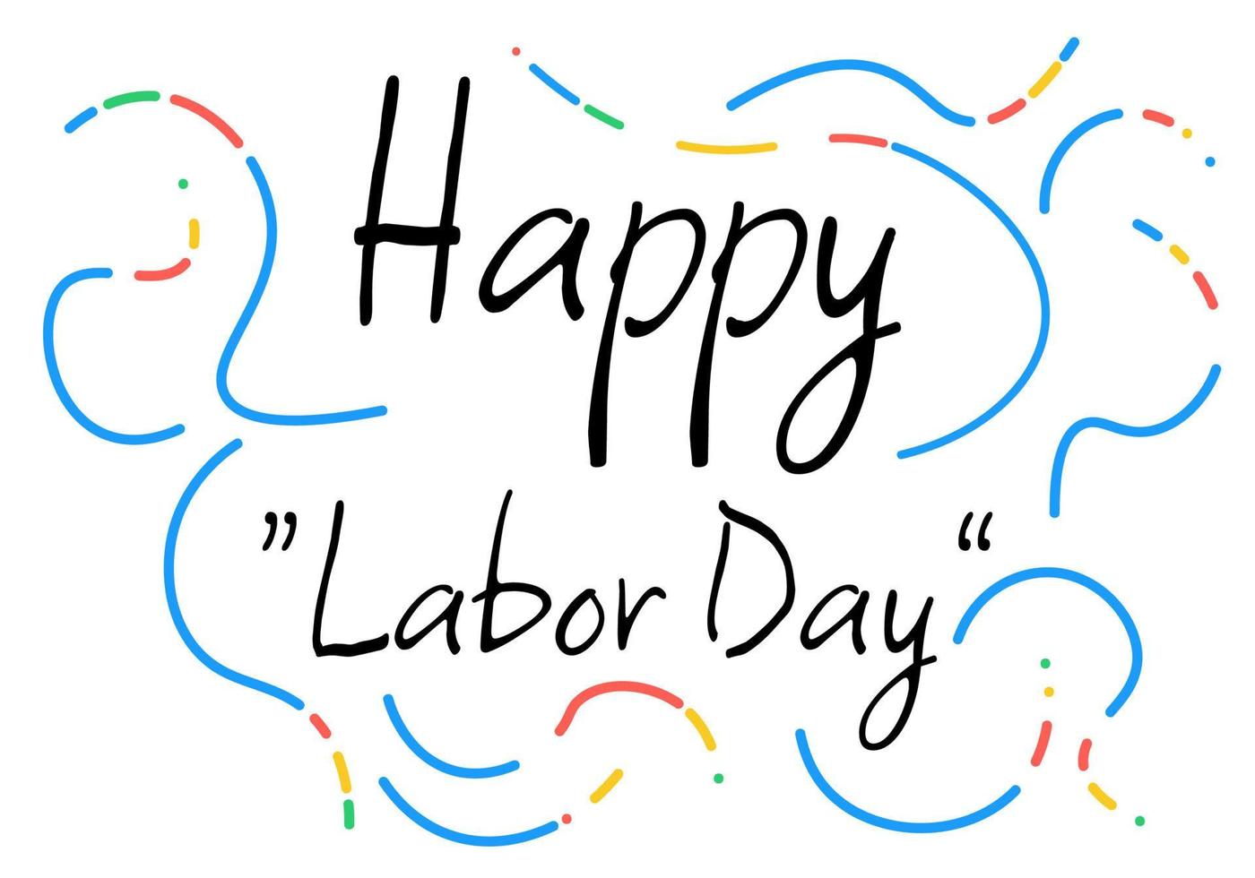 Happy labor day handwriting with lines. suitable for banners, backgrounds, posters, social media, cards, etc. vector