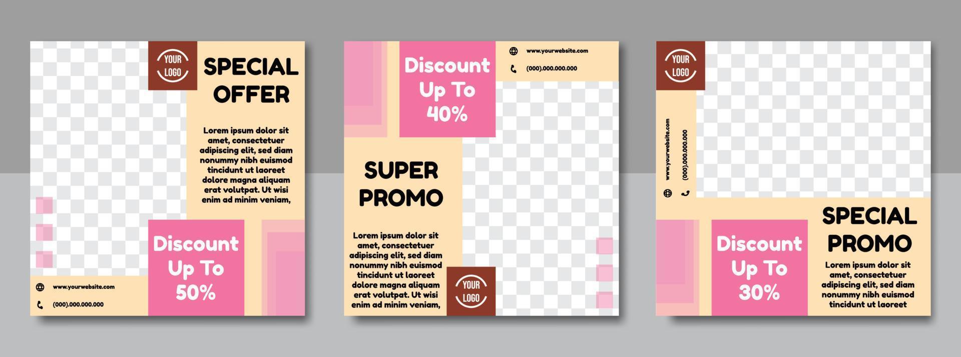 Social media post template with unique pink background. suitable for promotion, business, product, etc. vector