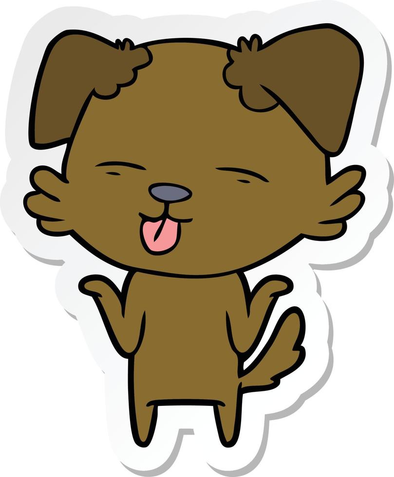 sticker of a cartoon dog sticking out tongue vector