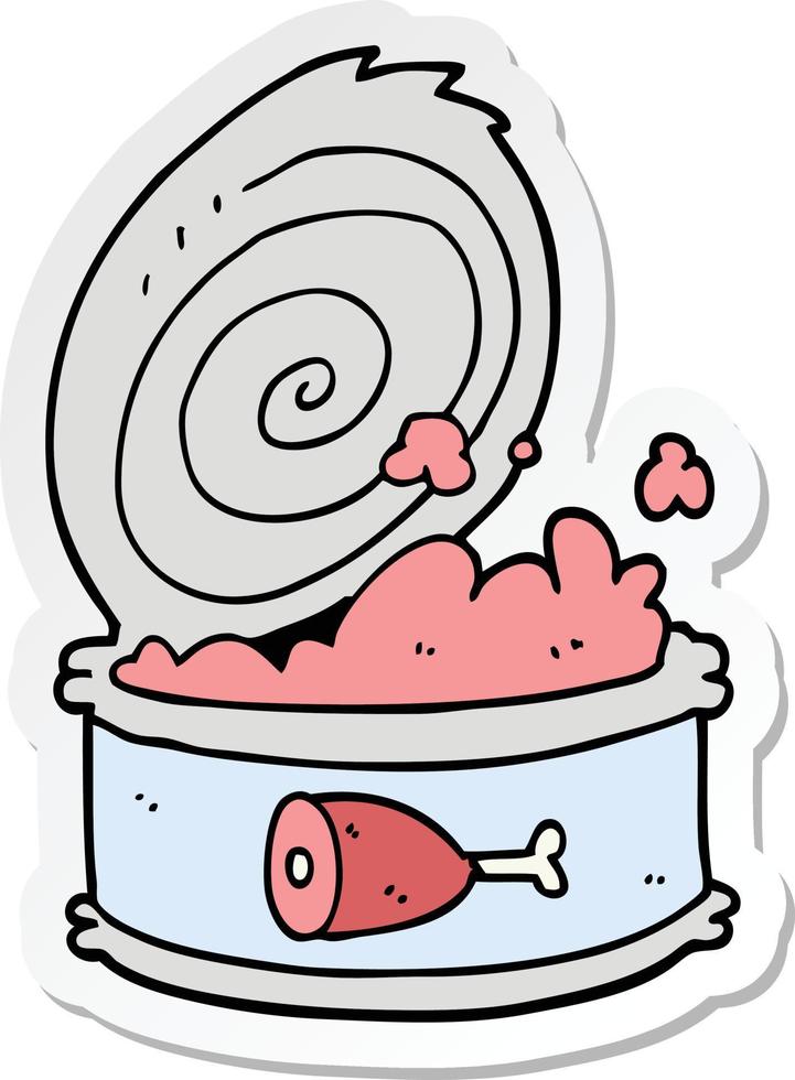 sticker of a cartoon canned food vector