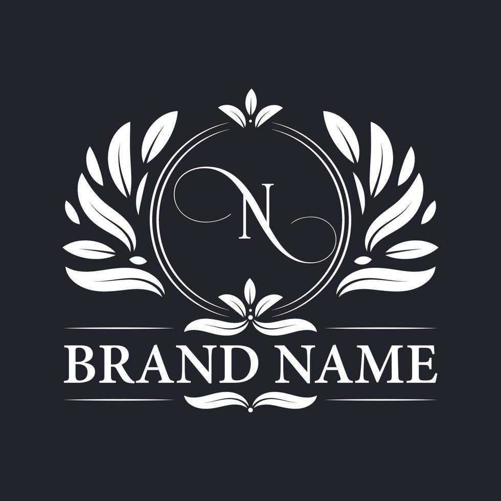 Alphabet N luxurious logo design template. vector