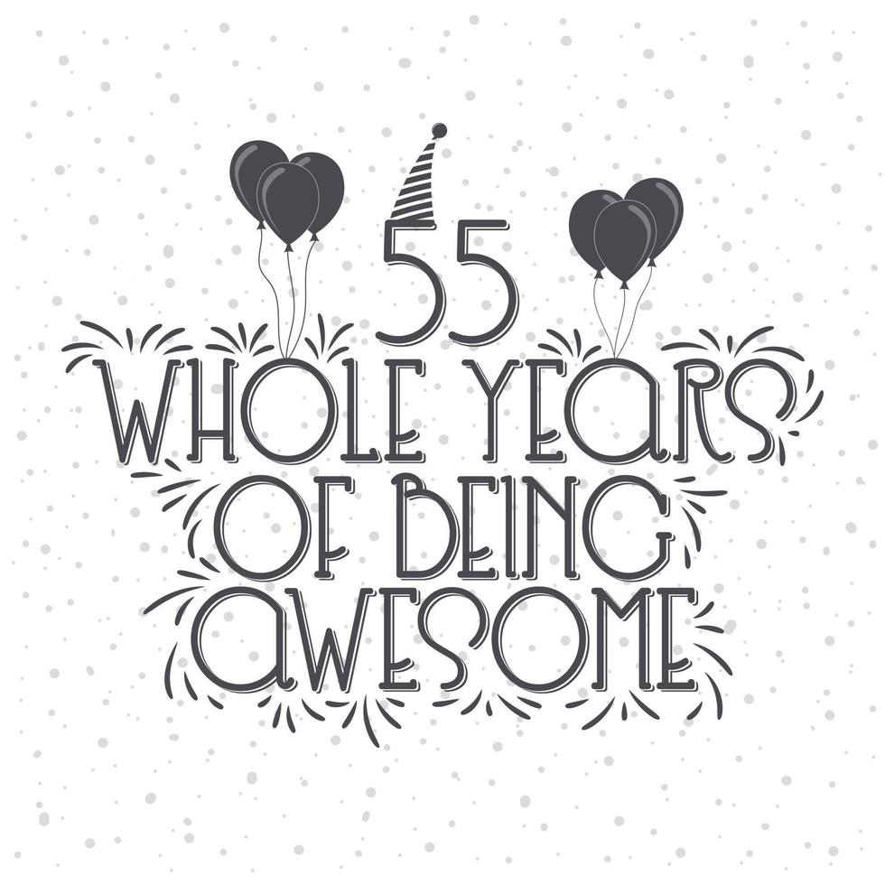 55 Years Birthday and 55 years Anniversary Celebration Typo vector