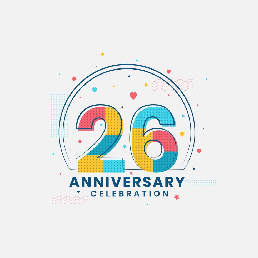 26 Anniversary celebration, Modern 26th Anniversary design vector