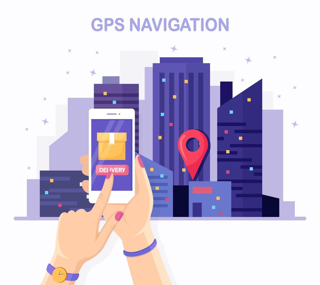 Order tracking. Isometric 3d mobile phone with delivery service app. Shipping of box, package vector