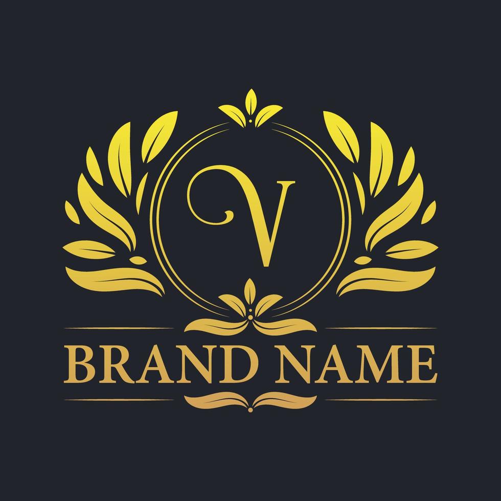 Vintage Luxury golden V letter logo design. vector