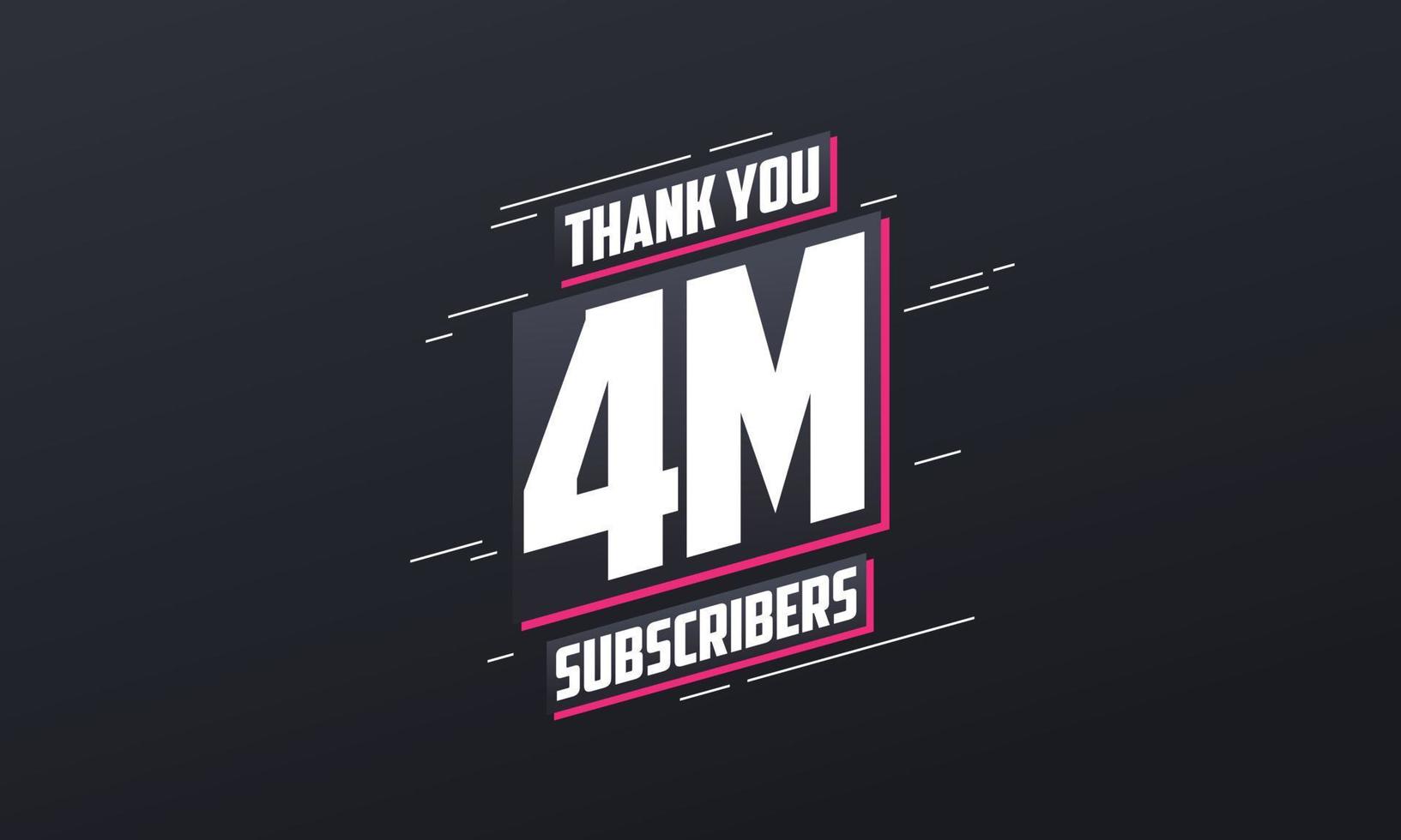 Thank you 4000000 subscribers 4m subscribers celebration. vector
