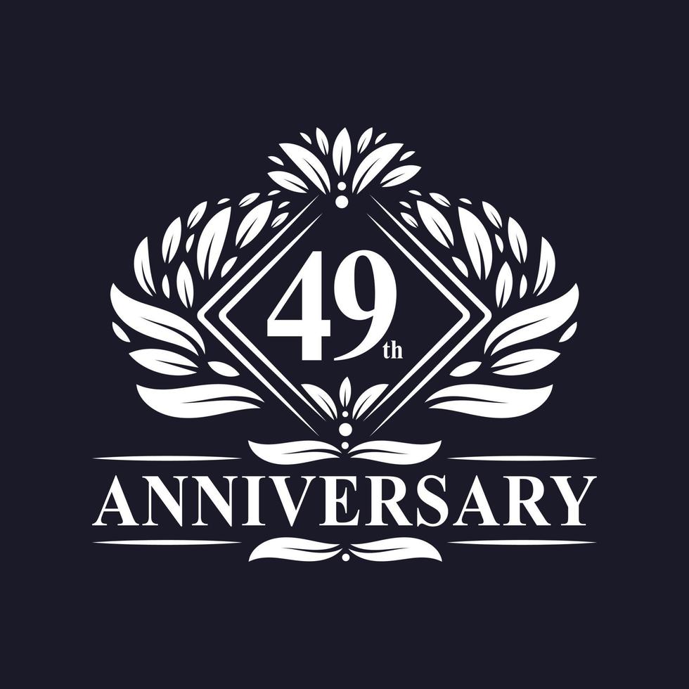 Logotipo de aniversario de 49 años, logotipo floral de lujo del 49 aniversario. vector