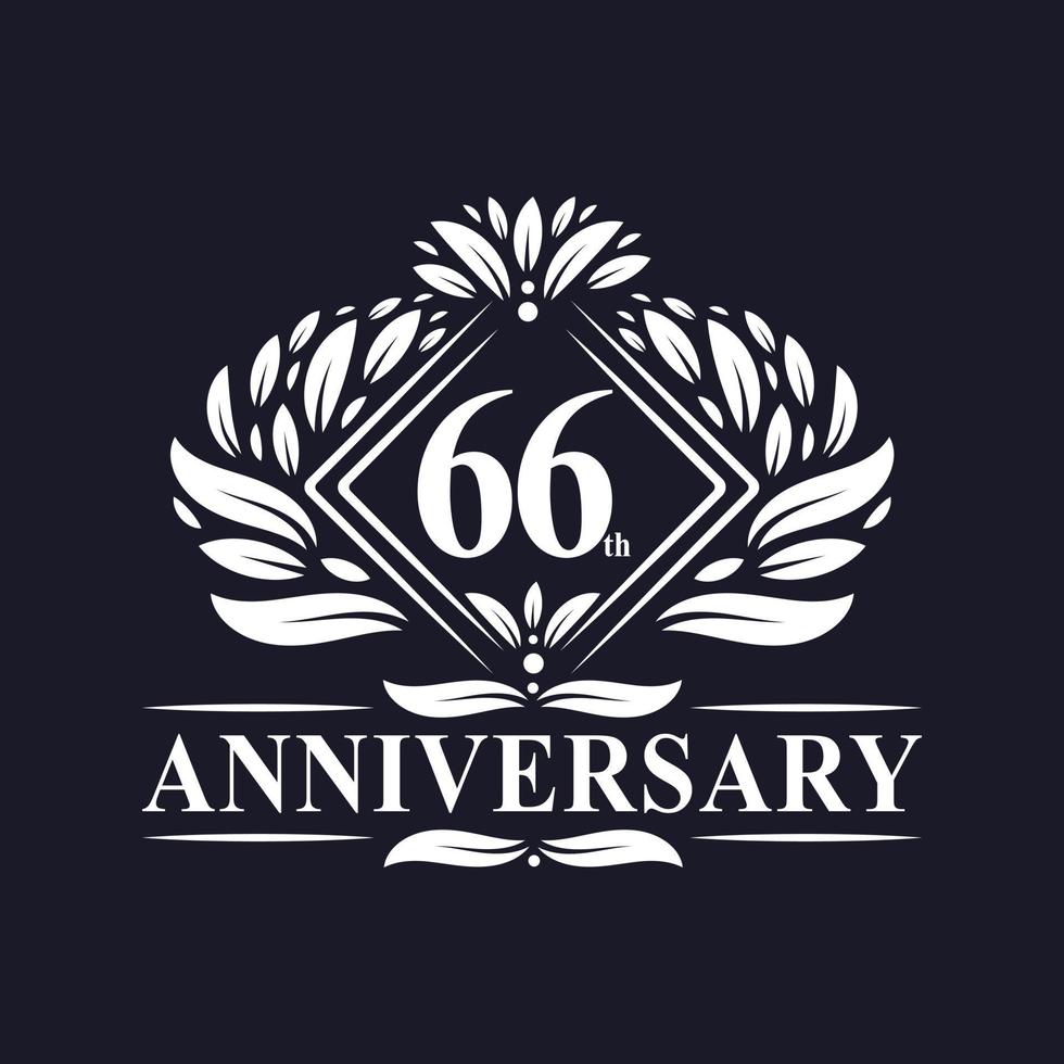 66 years Anniversary Logo, Luxury floral 66th anniversary logo. vector