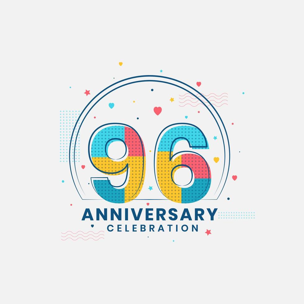 96 Anniversary celebration, Modern 96th Anniversary design vector