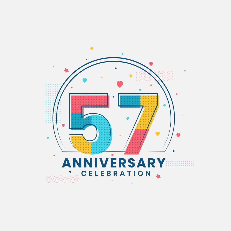 celebración del 57 aniversario, diseño moderno del 57 aniversario vector