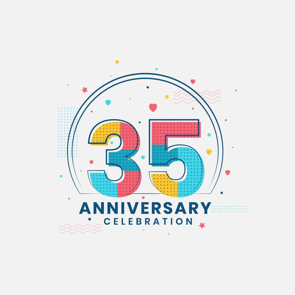 celebración del 35 aniversario, diseño moderno del 35 aniversario vector