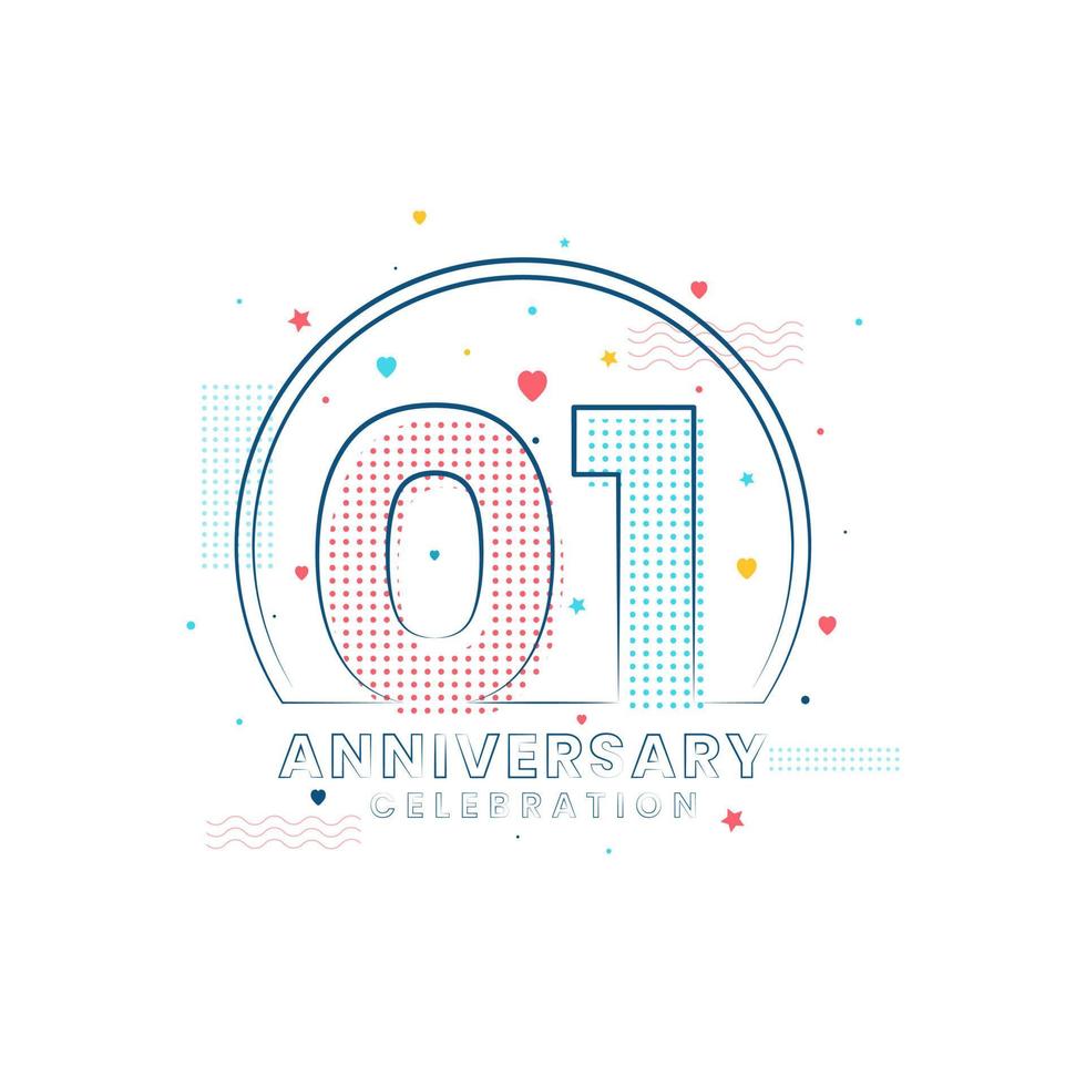 1 year Anniversary celebration, Modern 1 Anniversary design vector