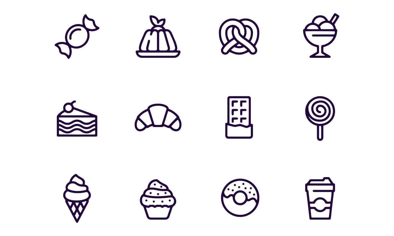 diseño de vectores de iconos de comida dulce