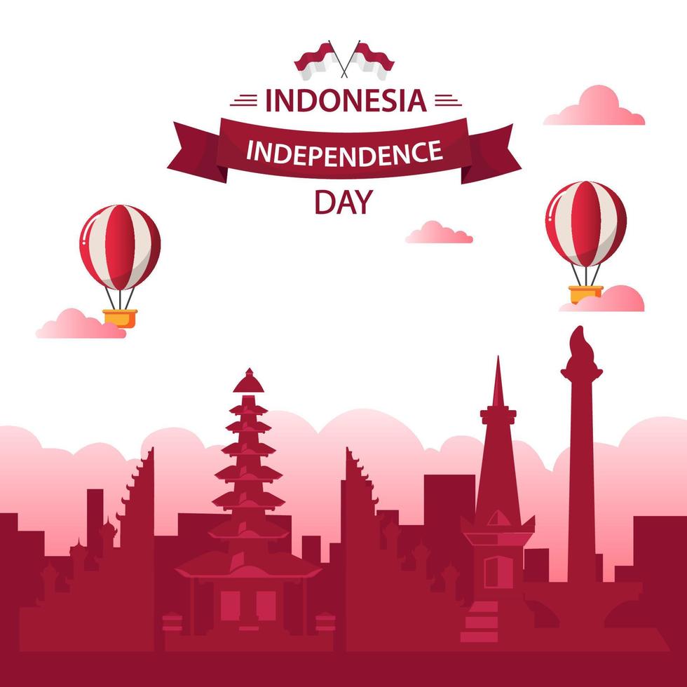 Indonesian Independence Day Illustration Vector. Indonesian flag. Indonesian National Day concept on 17 August. vector