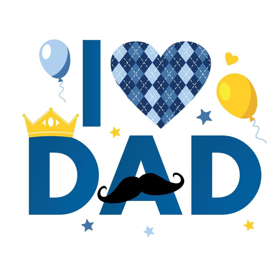 Father s Day banner template with crown and on white. Greetings and presents for Father s Day in flat style. Promotion and shopping template for love dad concept. vector