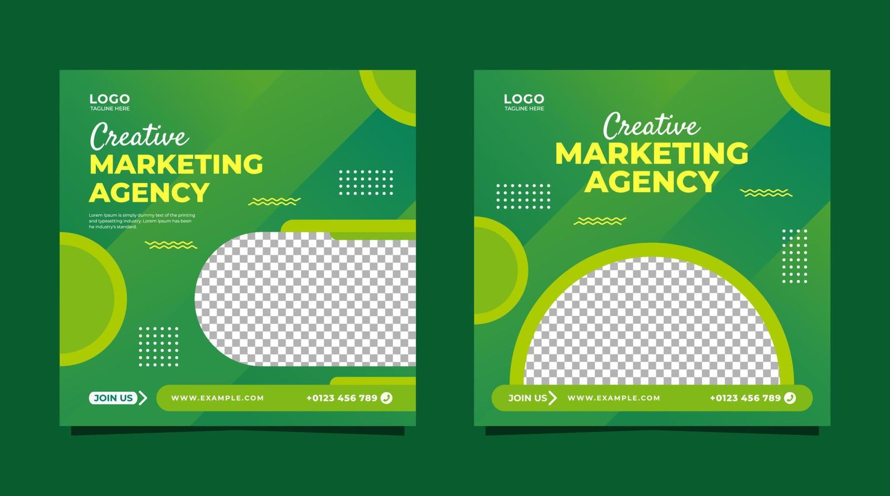 Creative marketing agency social media post template design vector