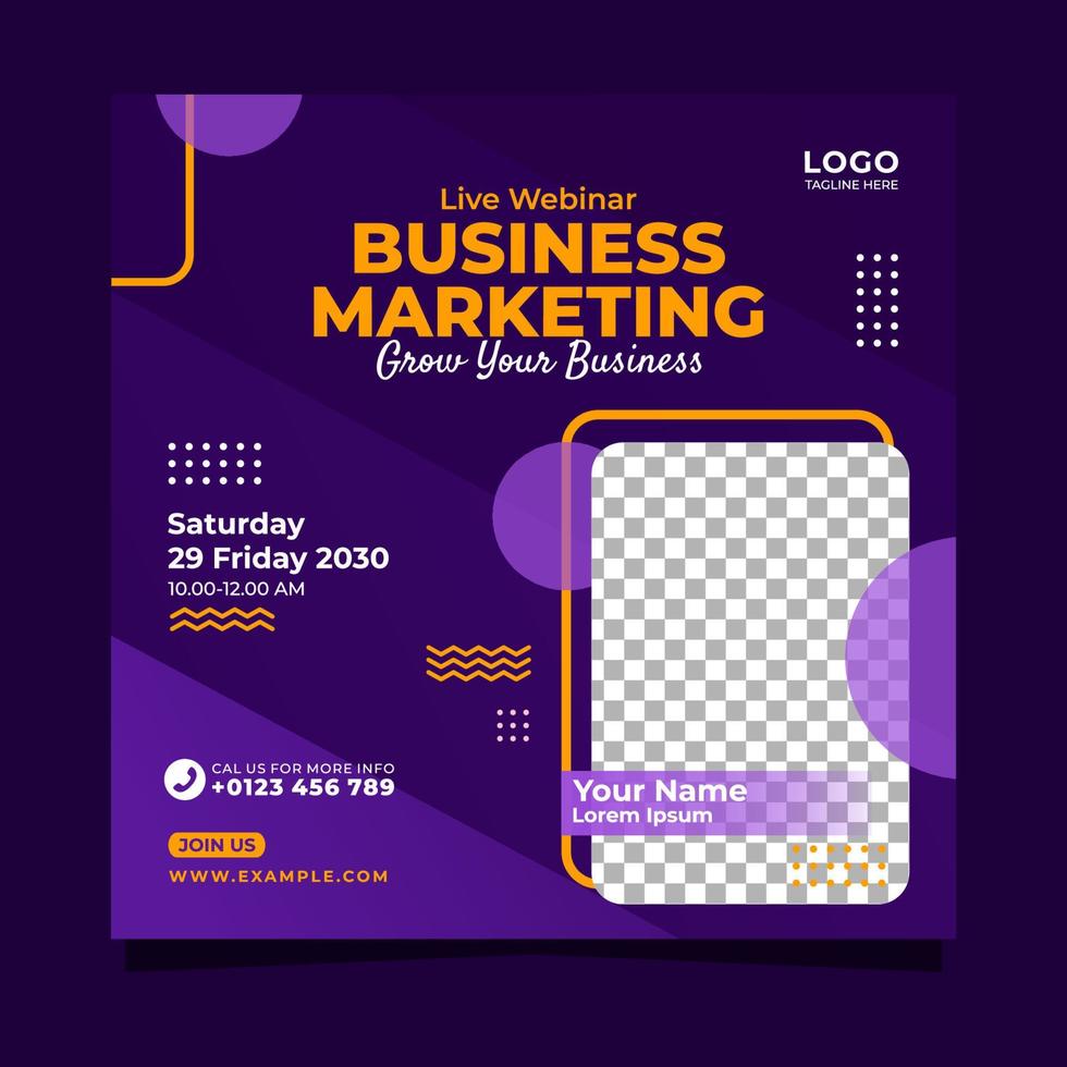 Live webinar business marketing social media template vector