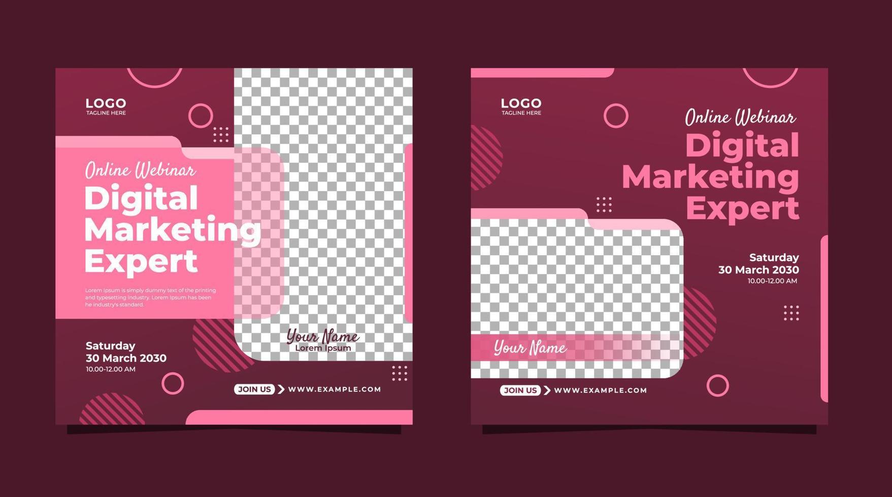 Social media post template for digital marketing webinar vector