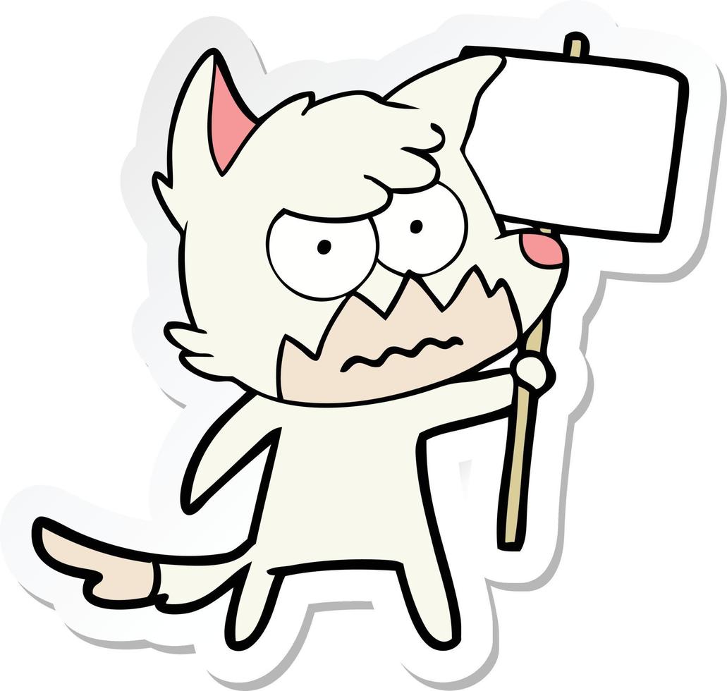 sticker of a cartoon annoyed fox vector