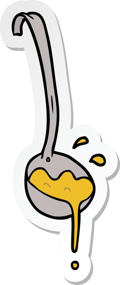 sticker of a cartoon ladle of soup vector