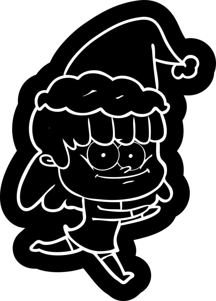 cartoon icon of a smiling woman wearing santa hat vector