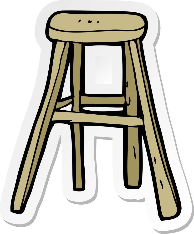 sticker of a cartoon wooden stool vector