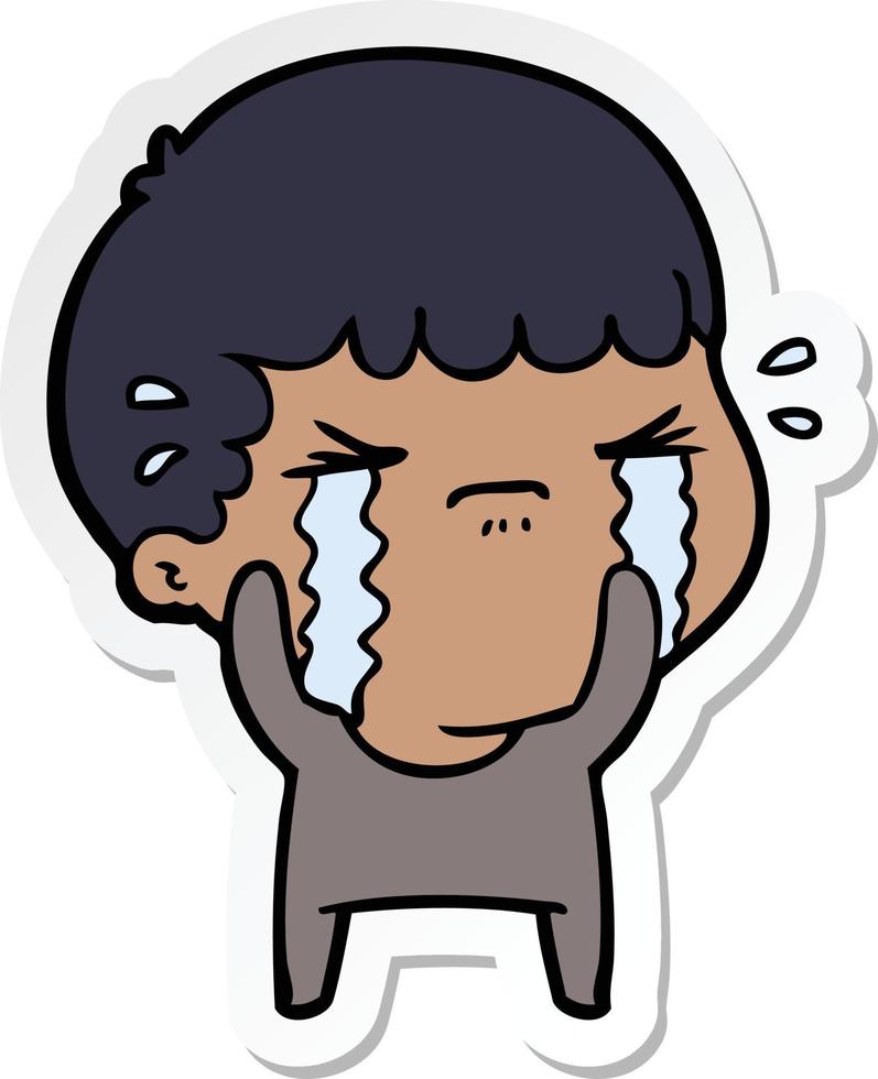 sticker of a cartoon man crying vector