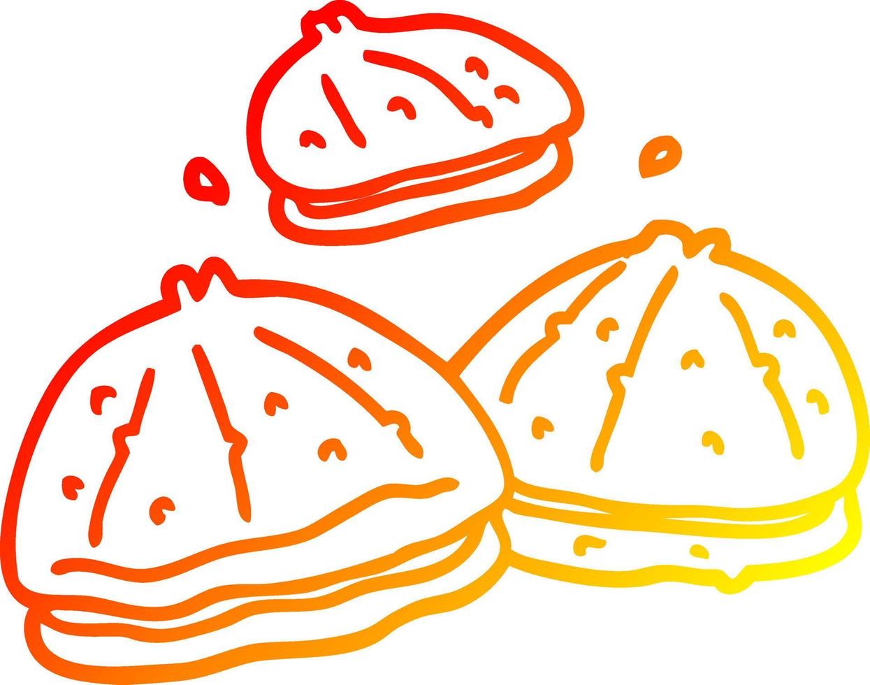 warm gradient line drawing cartoon fresh oysters vector