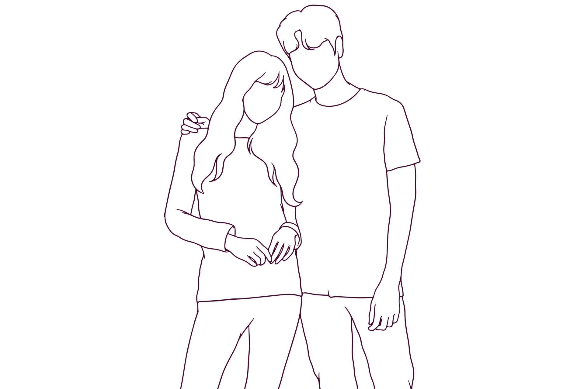young couple hand drawn style vector illustration 10200493 Vector Art ...