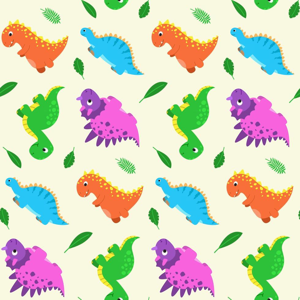 Dino background. Seamless pattern with dinosaurs, baby pattern. Cute vector  texture for kids bedding, fabric, wallpaper, wrapping paper, textile,  t-shirt print. Cartoon style, vector. 15643936 Vector Art at Vecteezy, dino  