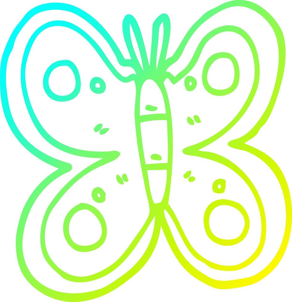 cold gradient line drawing cartoon huge butterfly vector