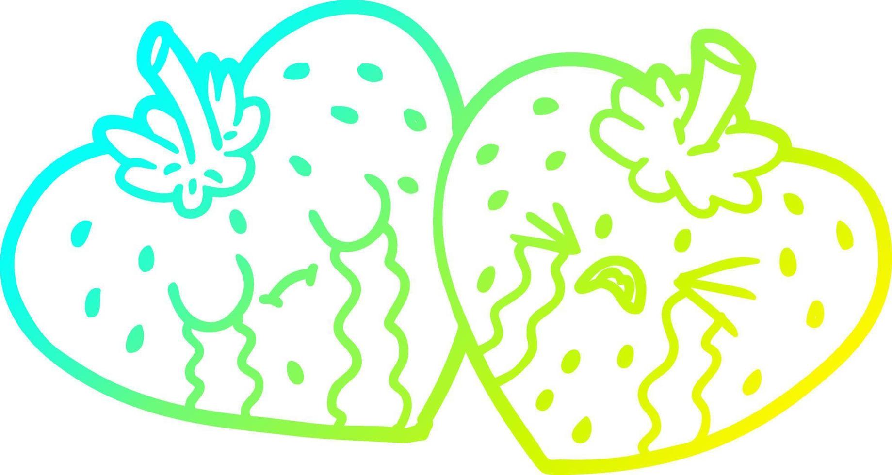 cold gradient line drawing cartoon strawberries vector